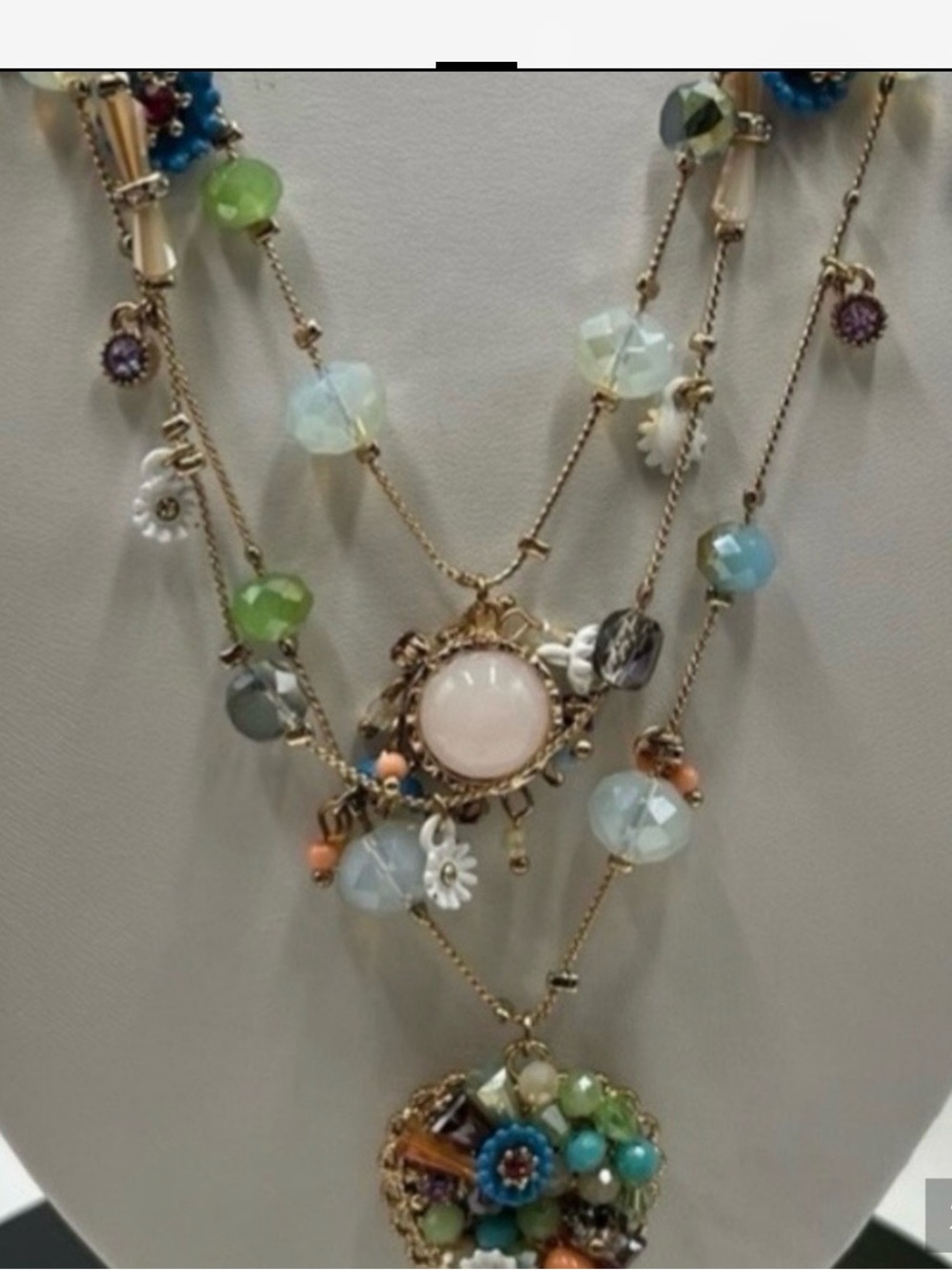 Betsey Johnson Gold-Tone Multicolor Beaded Layered Necklace - Picture 2 of 6